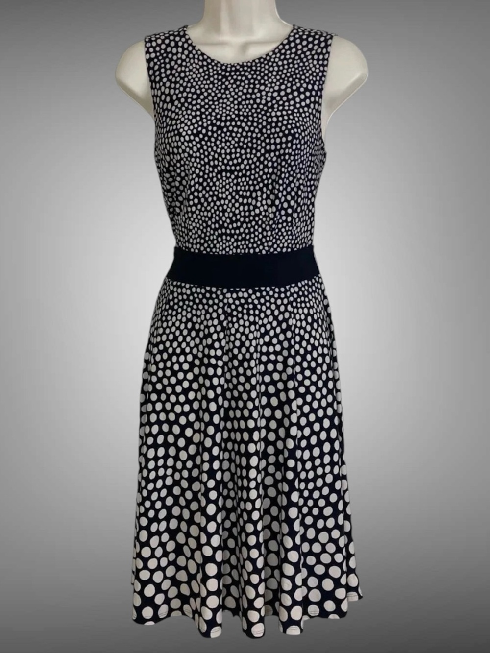 JUST TAYLOR FIT AND FLARE POLKA DOT DRESS SIZE 2